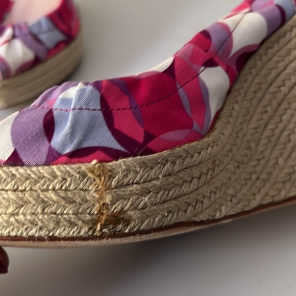 COACH Maritza Espadrille Platform Wedge Peep Toe Pink Canvas Heeled Sandals - Picture 12 of 12